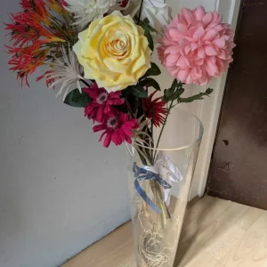 Mirror cabinet, garden planter frames, tiles and glass vase - Image 5