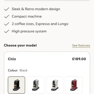 Original Nespresso CitiZ Black Coffee Machine - Image 6