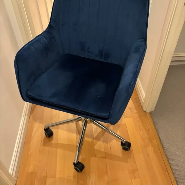 Blue velvet office chair