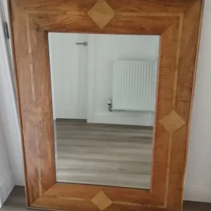 Large Wooden Marquetry Inlay Framed Mirror - Image 2