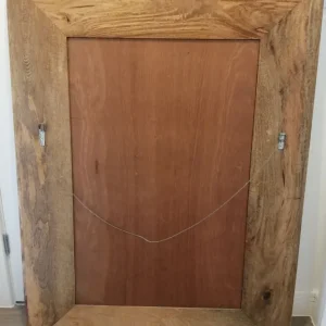 Large Wooden Marquetry Inlay Framed Mirror - Image 3