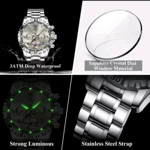 POEDAGAR Men’s Automatic Watch with Tourbillon and Luminous Hands - Image 2