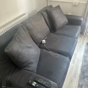 black suede 3 seater sofa - Image 2