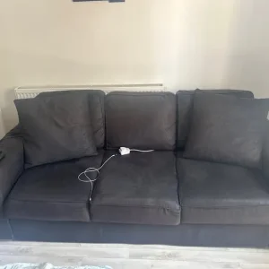 black suede 3 seater sofa