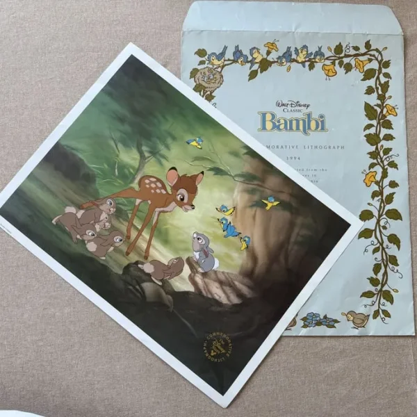 Disney Bambi lithograph 1994 with original envelope
