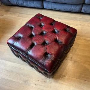 Chesterfield footstool pouffe oxblood red