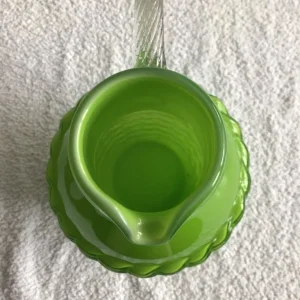 1960s Lime Green Opaline Jug with Basket Weave - Image 5