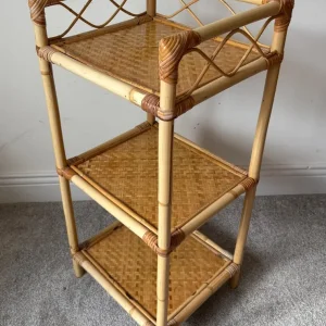 Vintage cane 3 shelf unit - Image 2