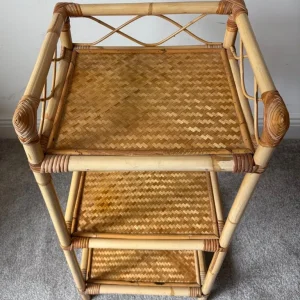 Vintage cane 3 shelf unit - Image 7