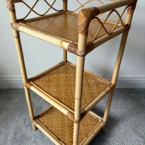 Vintage cane 3 shelf unit - Image 8