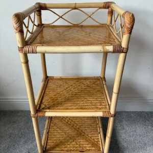 Vintage cane 3 shelf unit