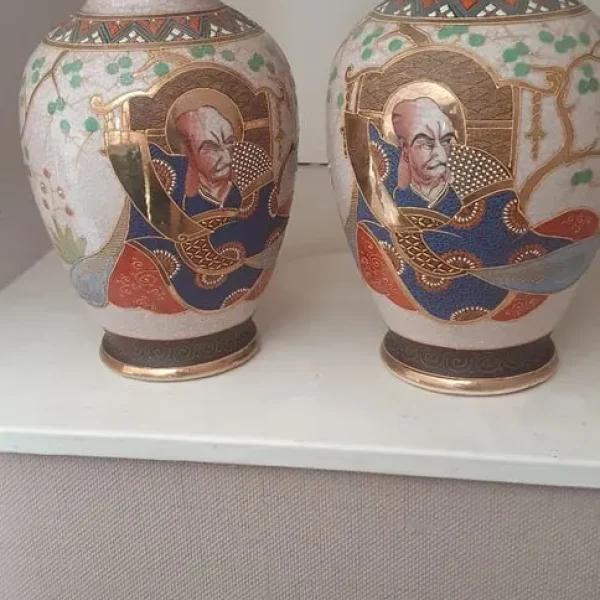 Two Japanese handpainted vases