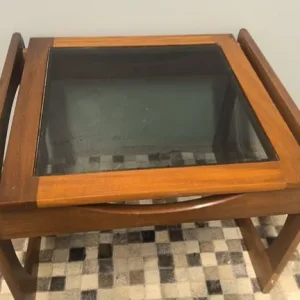 vintage coffee table with glass top - Image 2