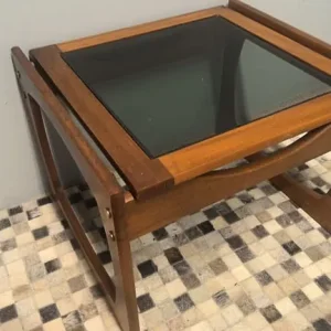 vintage coffee table with glass top - Image 3