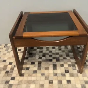 vintage coffee table with glass top - Image 7