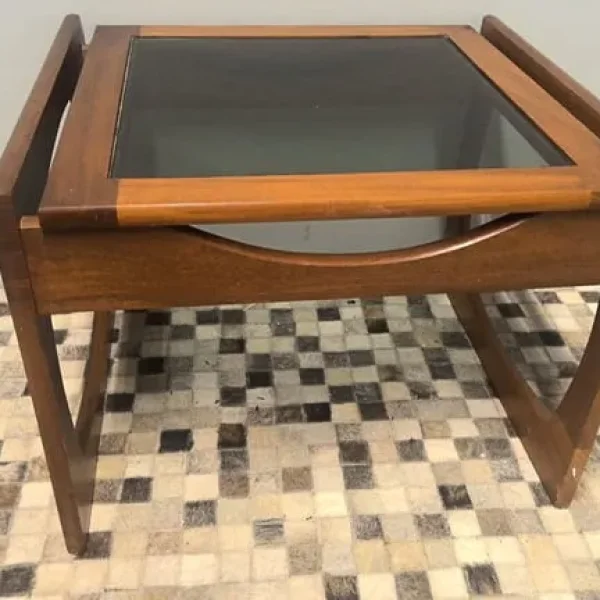 vintage coffee table with glass top
