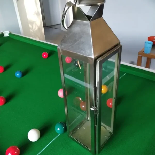 Large Candle Holder Glass Lantern with Hinged Door