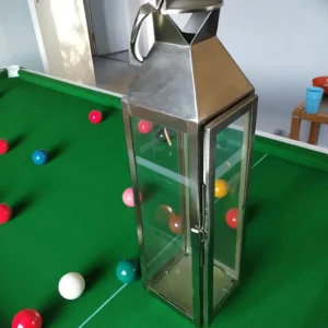 Large Candle Holder Glass Lantern with Hinged Door