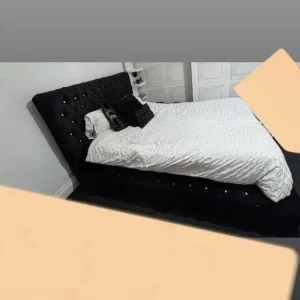 Black velvet king size bed frame - Image 2