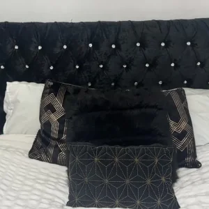 Black velvet king size bed frame - Image 5