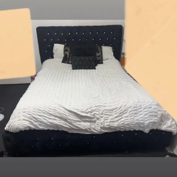 Black velvet king size bed frame