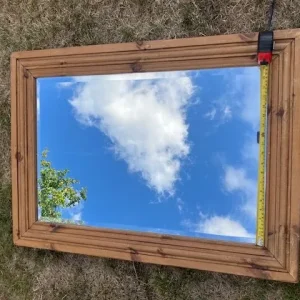Bevelled mirror in stained pine frame - Image 3