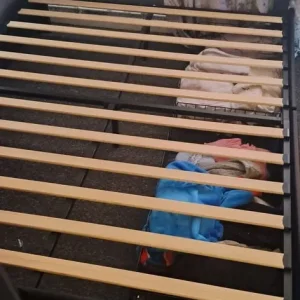 Kingsize leather bedframe with storage