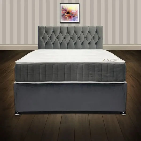 King size divan bed with mattress, ready to use