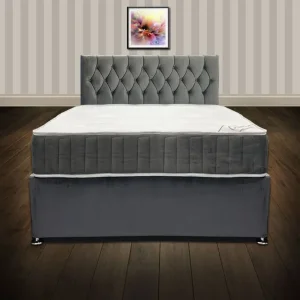 King size divan bed with mattress, ready to use