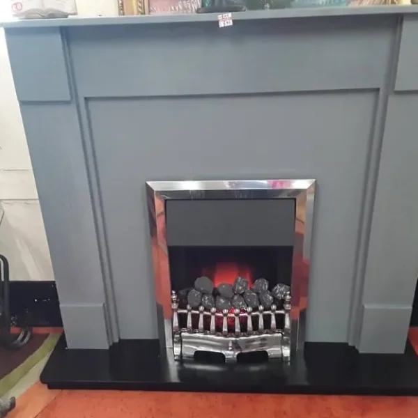 Wooden fireplace with electric fire effect