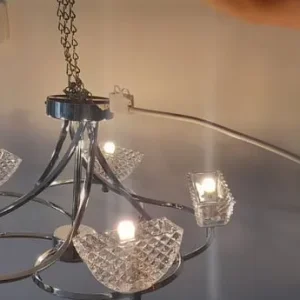 Two modern ceiling lights with chrome glass shades - Image 2
