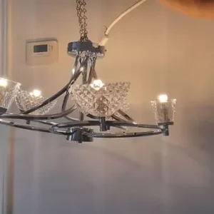 Two modern ceiling lights with chrome glass shades - Image 3