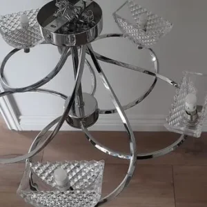 Two modern ceiling lights with chrome glass shades - Image 4