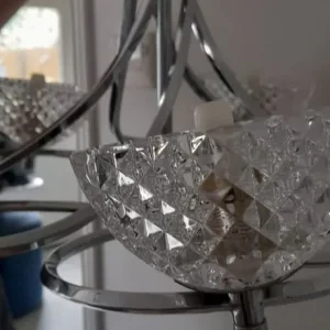 Two modern ceiling lights with chrome glass shades - Image 7