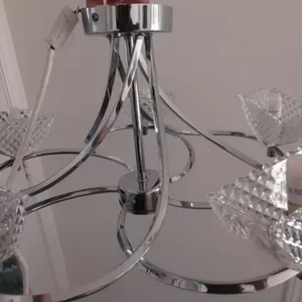 Two modern ceiling lights with chrome glass shades