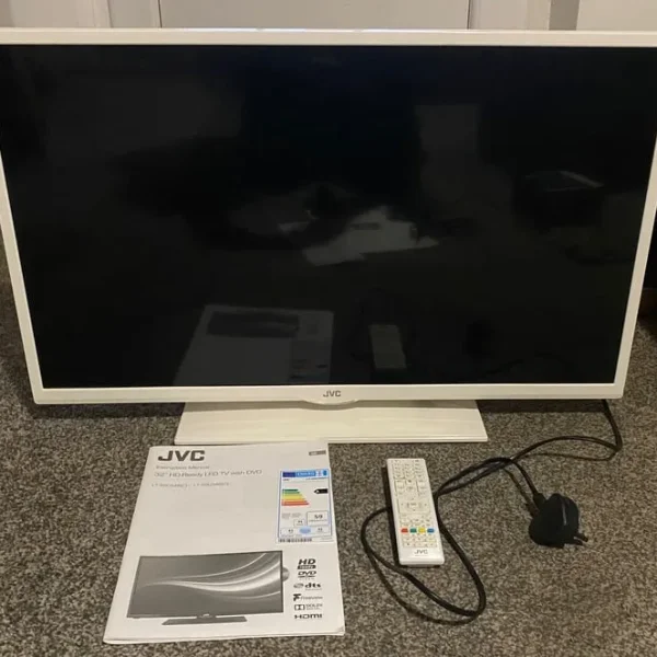 White A Rated JVC 32 Inch HD TV With Built-in DVD