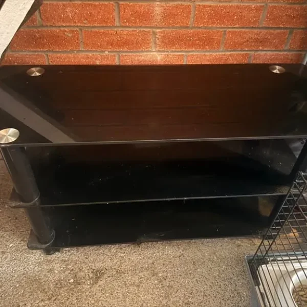 Glass black tv unit