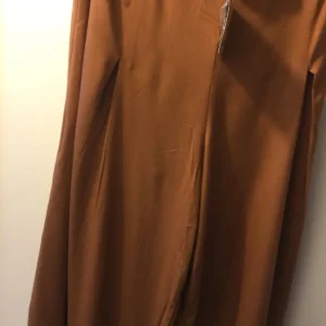 Ladies tan cotton wide-leg trousers - Image 4