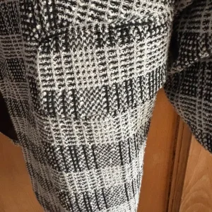 Black and White Marks & Spencer Check 3/4 Sleeve Jersey Blazer - Image 3