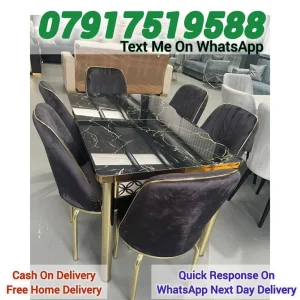 Wooden Dining Table with 6 Chairs - Image 5