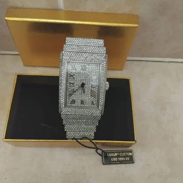 Mens diamond watch with original box and tester