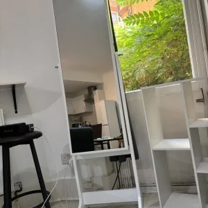 Songmics mirror with storage shelf