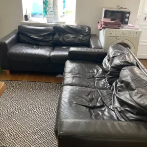 2 sofas washing machine and microwave