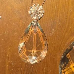 Vintage French cut crystal tear drops and flower