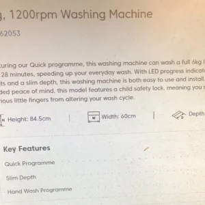 Beko 6kg 1200 spin washing machine WTK62063W - Image 8