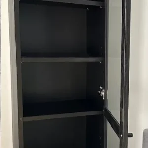2 x IKEA BILLY bookcases 40cm black-brown oak with OXBERG glass doors - Image 5