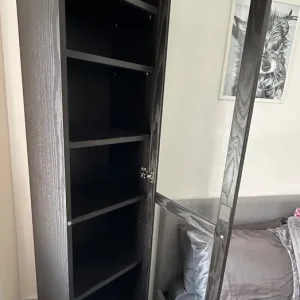 2 x IKEA BILLY bookcases 40cm black-brown oak with OXBERG glass doors - Image 6