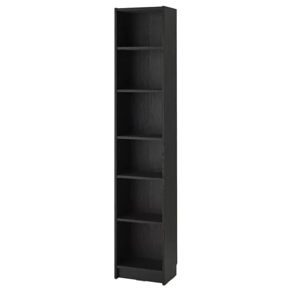 2 x IKEA BILLY bookcases 40cm black-brown oak with OXBERG glass doors