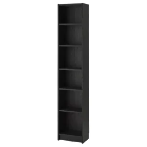2 x IKEA BILLY bookcases 40cm black-brown oak with OXBERG glass doors