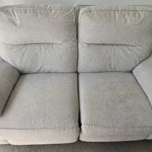 DFS 2 Seater Power Recliner Light Grey Fabric With USB Ports - Image 2